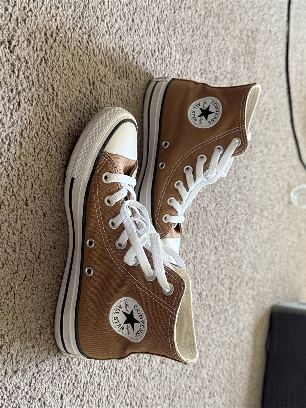 Converse High Top Sneakers in Brown with White Trim